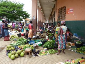 Bustling market in Sao Tome city