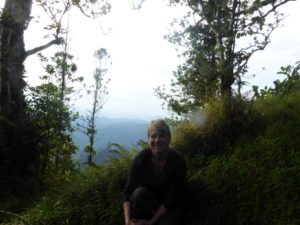 Emma takes a break on the ascent of Pico Sao Tome